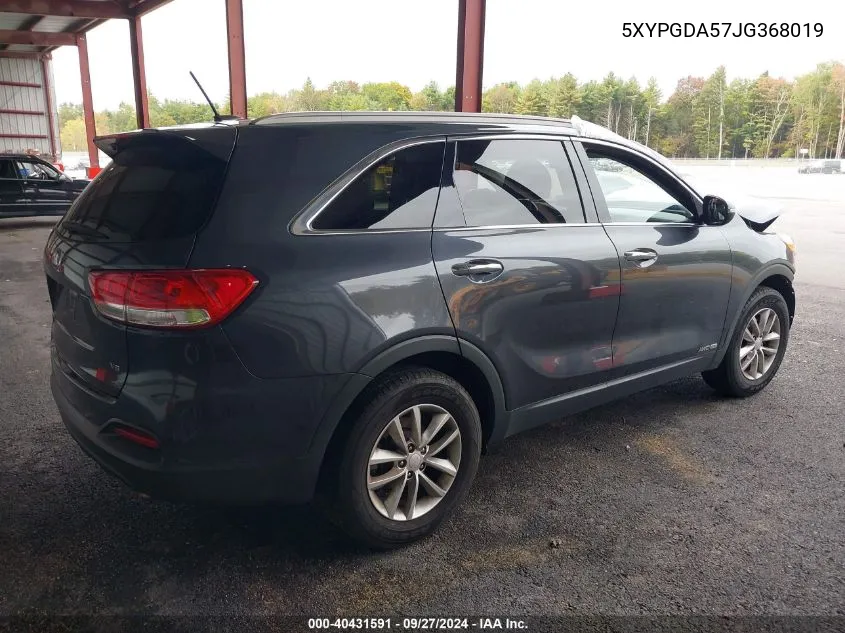 2018 Kia Sorento 3.3L Lx VIN: 5XYPGDA57JG368019 Lot: 40431591