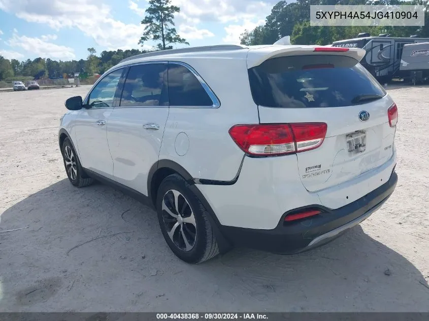 2018 Kia Sorento 3.3L Ex VIN: 5XYPH4A54JG410904 Lot: 40438368