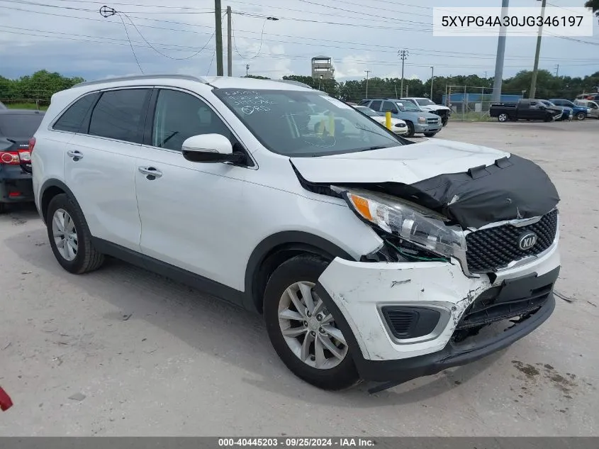 2018 Kia Sorento 2.4L Lx VIN: 5XYPG4A30JG346197 Lot: 40445203