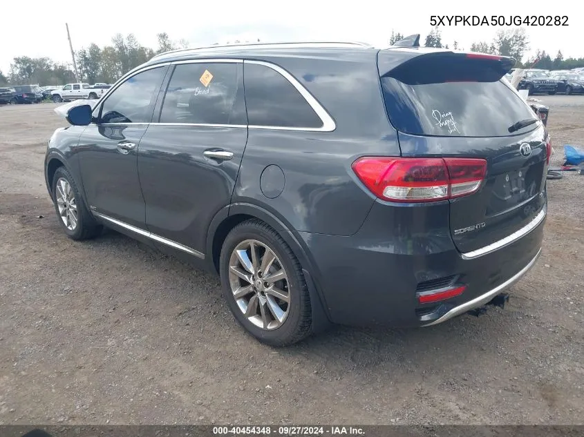 2018 Kia Sorento 3.3L Sxl VIN: 5XYPKDA50JG420282 Lot: 40454348