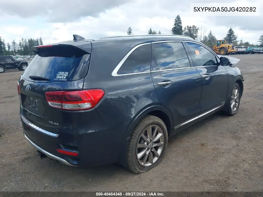 5XYPKDA50JG420282 2018 Kia Sorento 3.3L Sxl