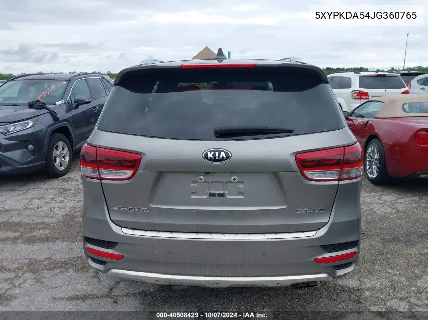 2018 Kia Sorento Sx/Sx Limited VIN: 5XYPKDA54JG360765 Lot: 40508429