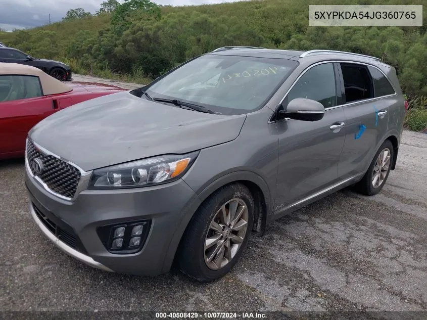 2018 Kia Sorento Sx/Sx Limited VIN: 5XYPKDA54JG360765 Lot: 40508429