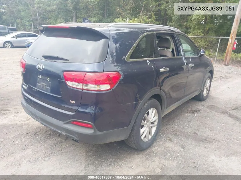 5XYPG4A3XJG391051 2018 Kia Sorento 2.4L Lx