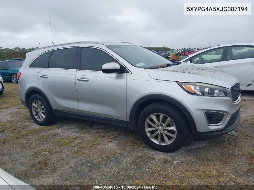 2018 Kia Sorento Lx/L VIN: 5XYPG4A5XJG387194 Lot: 40524015