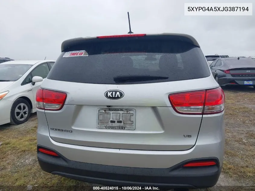 5XYPG4A5XJG387194 2018 Kia Sorento Lx/L