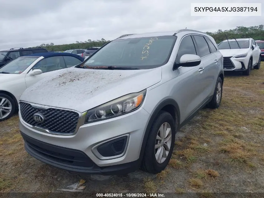 2018 Kia Sorento Lx/L VIN: 5XYPG4A5XJG387194 Lot: 40524015