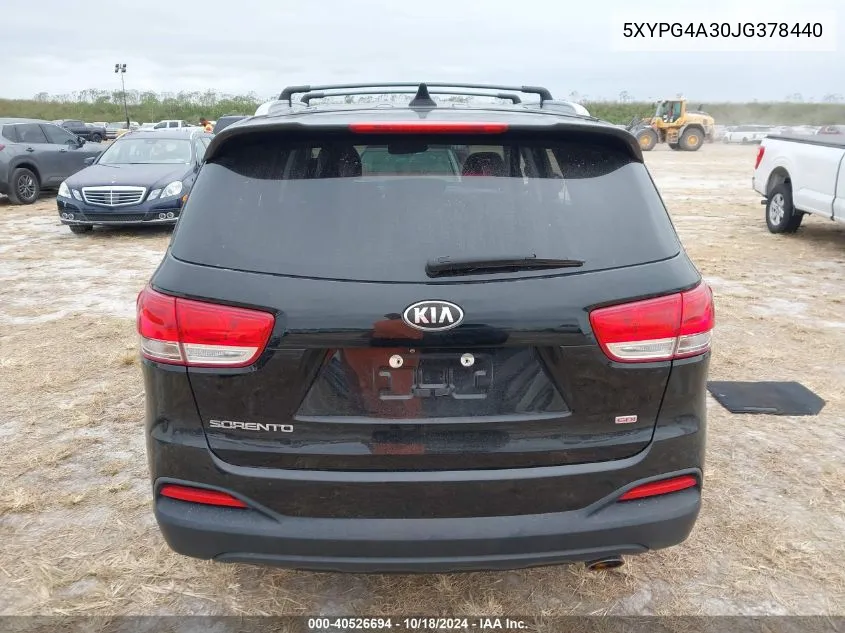 2018 Kia Sorento 2.4L Lx VIN: 5XYPG4A30JG378440 Lot: 40526694