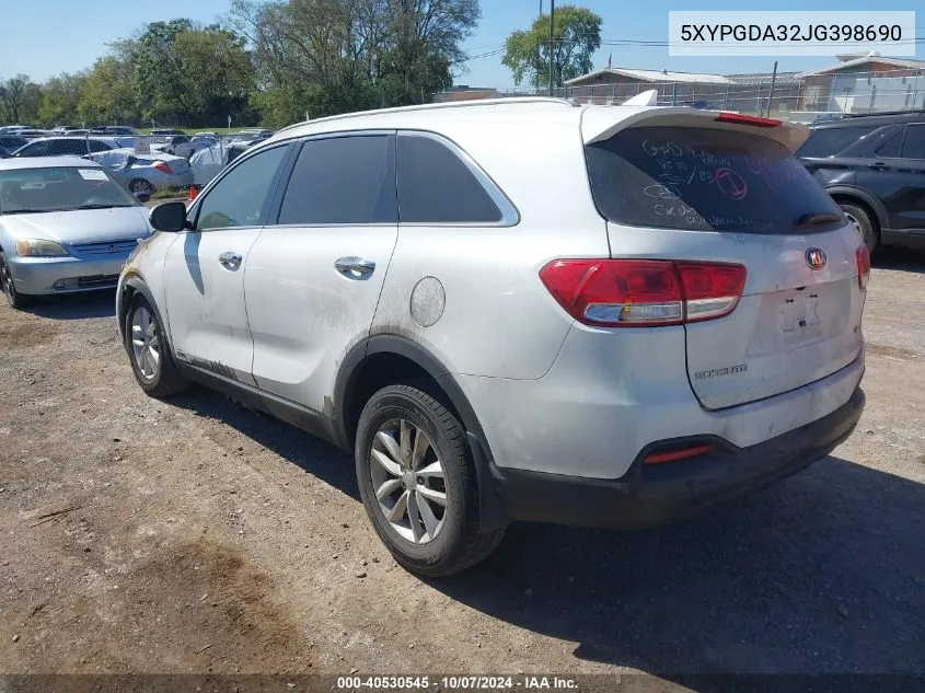 2018 Kia Sorento Lx/L VIN: 5XYPGDA32JG398690 Lot: 40530545