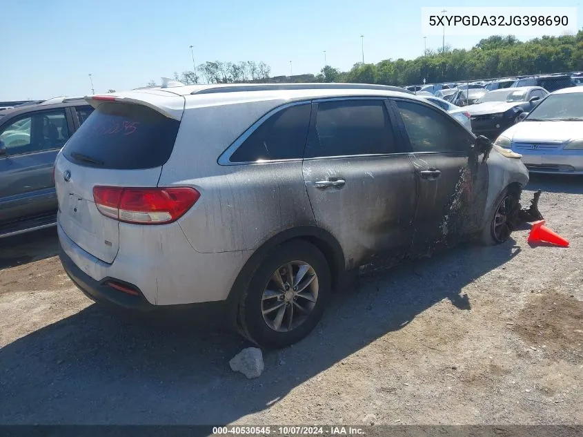 2018 Kia Sorento Lx/L VIN: 5XYPGDA32JG398690 Lot: 40530545