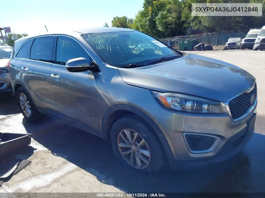 2018 Kia Sorento 2.4L L VIN: 5XYPG4A36JG412848 Lot: 40581253