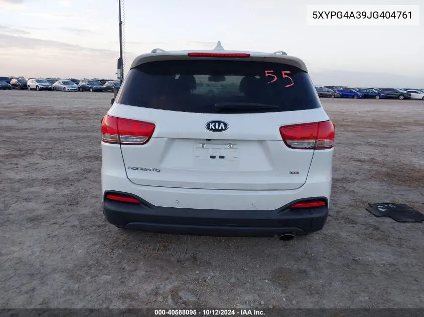 2018 Kia Sorento Lx/L VIN: 5XYPG4A39JG404761 Lot: 40588095