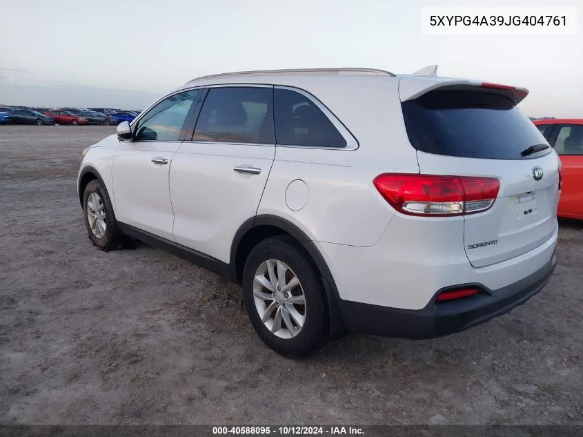 2018 Kia Sorento Lx/L VIN: 5XYPG4A39JG404761 Lot: 40588095