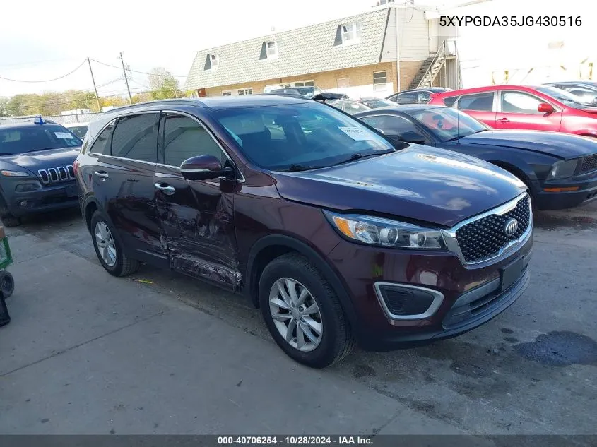 2018 Kia Sorento 2.4L Lx VIN: 5XYPGDA35JG430516 Lot: 40706254