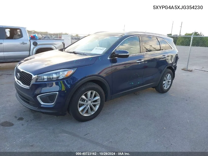 2018 Kia Sorento 3.3L Lx VIN: 5XYPG4A5XJG354230 Lot: 40723162