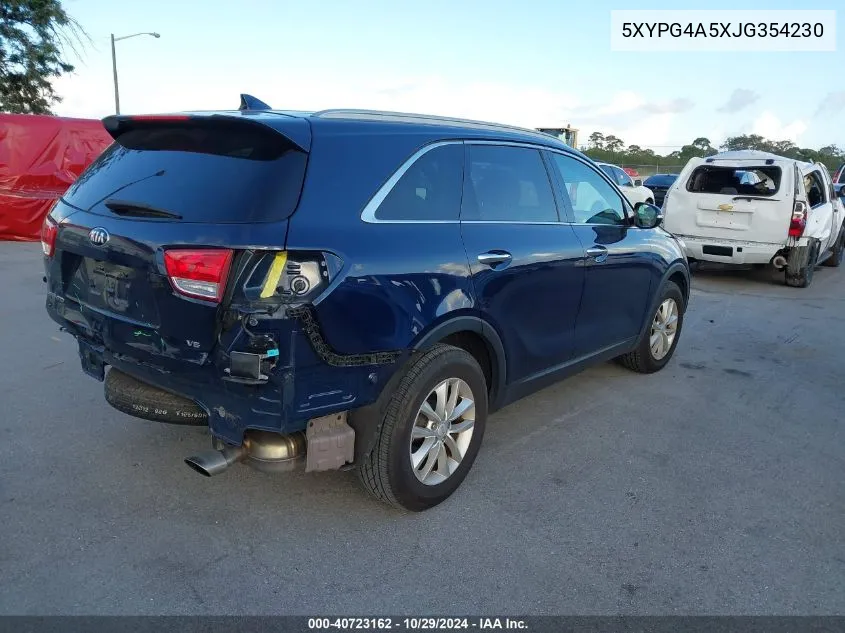 2018 Kia Sorento 3.3L Lx VIN: 5XYPG4A5XJG354230 Lot: 40723162