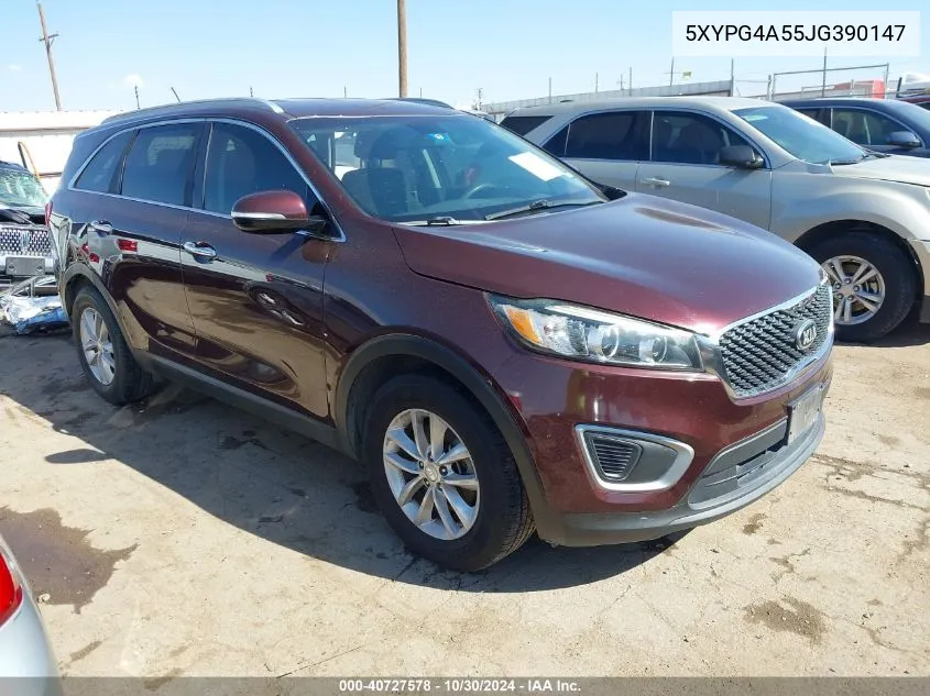 2018 Kia Sorento 3.3L Lx VIN: 5XYPG4A55JG390147 Lot: 40727578