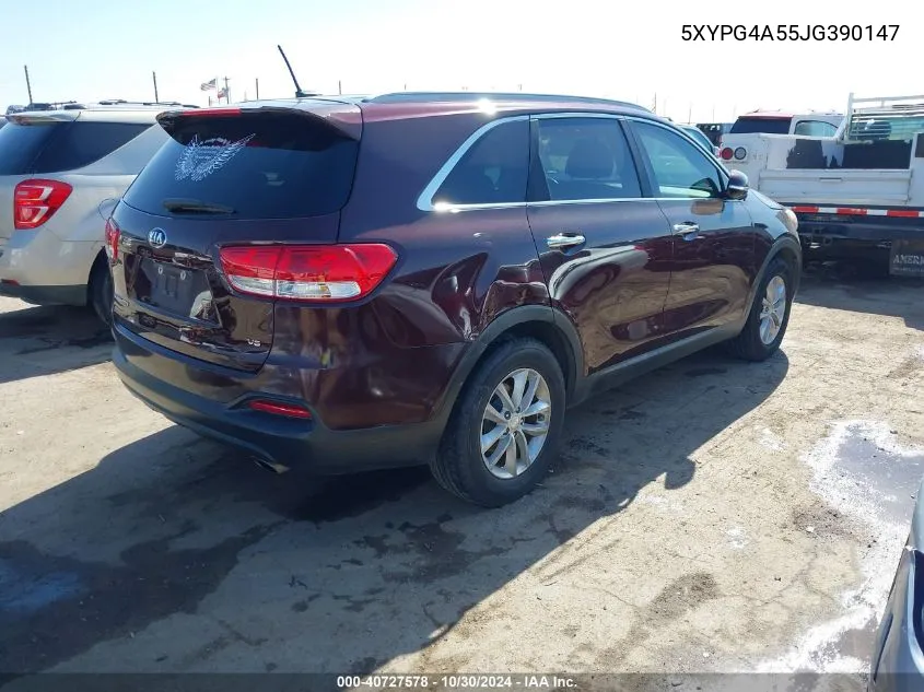 2018 Kia Sorento 3.3L Lx VIN: 5XYPG4A55JG390147 Lot: 40727578