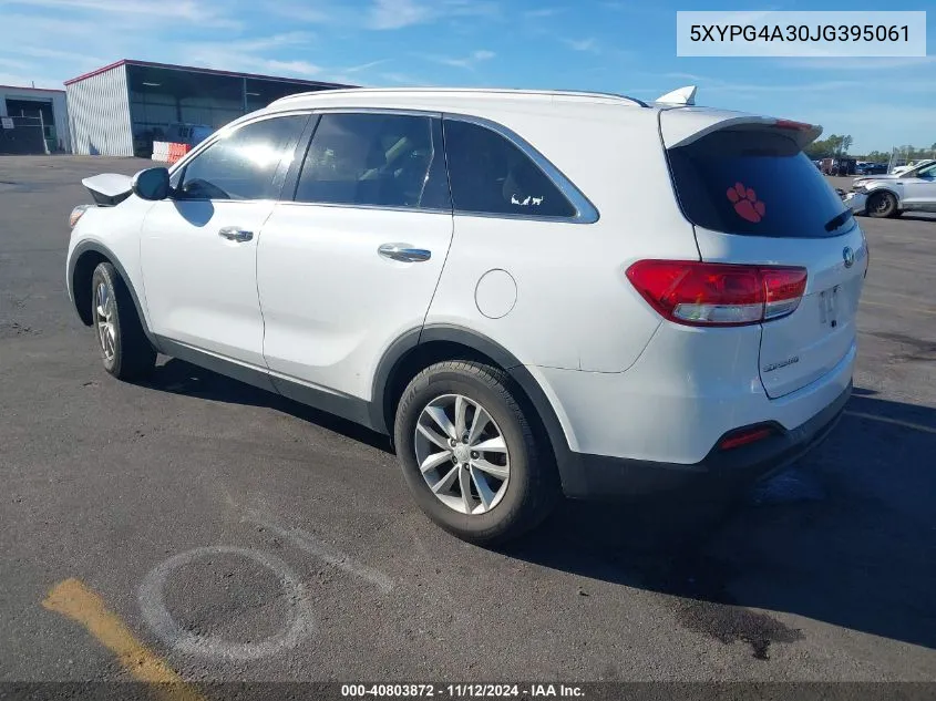 2018 Kia Sorento 2.4L Lx VIN: 5XYPG4A30JG395061 Lot: 40803872