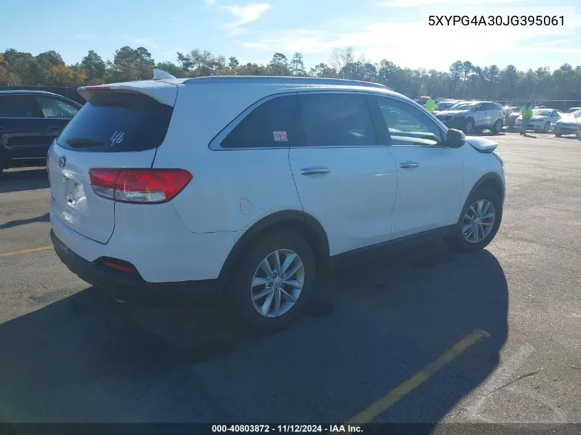 2018 Kia Sorento 2.4L Lx VIN: 5XYPG4A30JG395061 Lot: 40803872