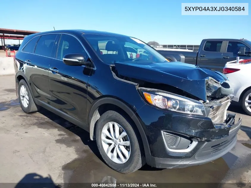 2018 Kia Sorento 2.4L L VIN: 5XYPG4A3XJG340584 Lot: 40842558