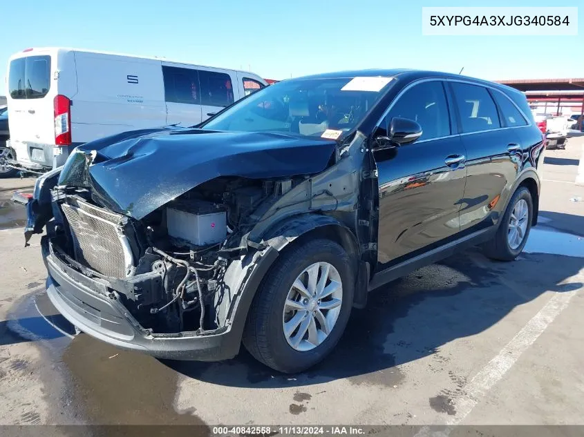 2018 Kia Sorento 2.4L L VIN: 5XYPG4A3XJG340584 Lot: 40842558