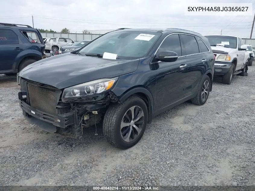 2018 Kia Sorento 3.3L Ex VIN: 5XYPH4A58JG365627 Lot: 40843214