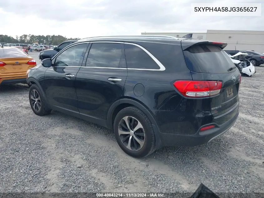 2018 Kia Sorento 3.3L Ex VIN: 5XYPH4A58JG365627 Lot: 40843214