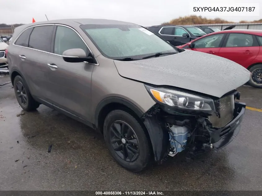 2018 Kia Sorento 2.4L L VIN: 5XYPG4A37JG407187 Lot: 40858306