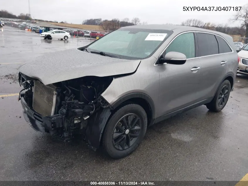 2018 Kia Sorento 2.4L L VIN: 5XYPG4A37JG407187 Lot: 40858306