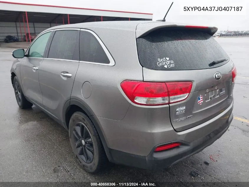 2018 Kia Sorento 2.4L L VIN: 5XYPG4A37JG407187 Lot: 40858306