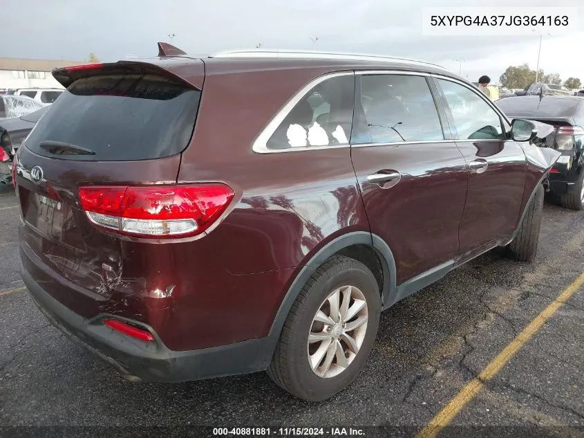 2018 Kia Sorento 2.4L Lx VIN: 5XYPG4A37JG364163 Lot: 40881881