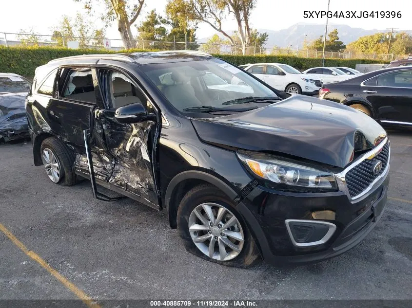 2018 Kia Sorento 2.4L Lx VIN: 5XYPG4A3XJG419396 Lot: 40885709