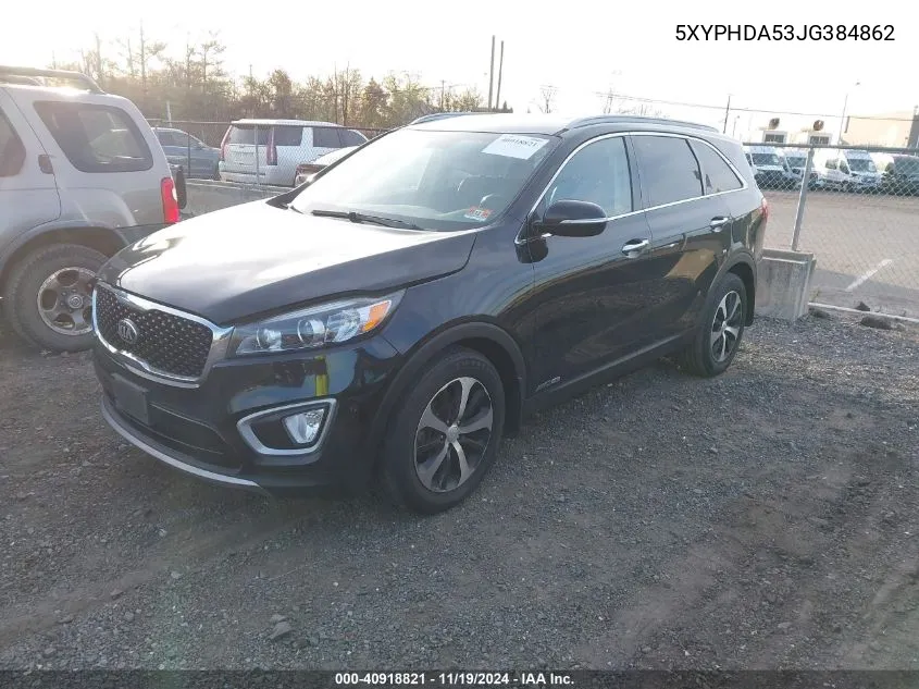 2018 Kia Sorento 3.3L Ex VIN: 5XYPHDA53JG384862 Lot: 40918821