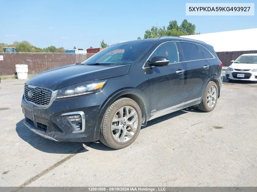 2019 Kia Sorento VIN: 5XYPKDA59KG493927 Lot: 12081508