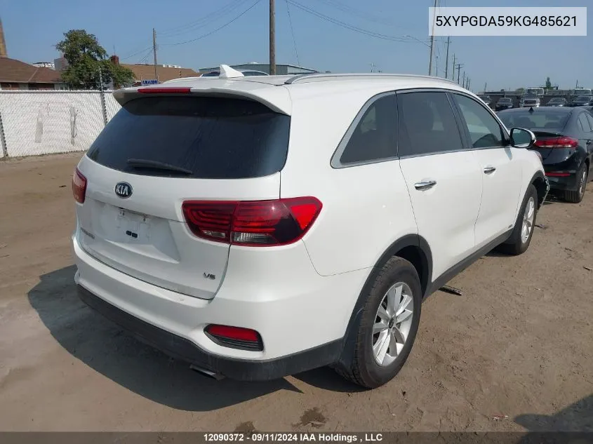 2019 Kia Sorento VIN: 5XYPGDA59KG485621 Lot: 12090372