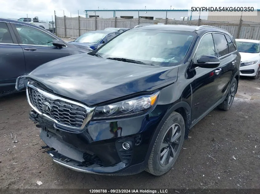 2019 Kia Sorento VIN: 5XYPHDA54KG600350 Lot: 12090788