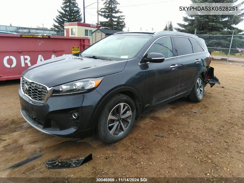 2019 Kia Sorento Ex/Ex Sport VIN: 5XYPHDA53KG528251 Lot: 30046966