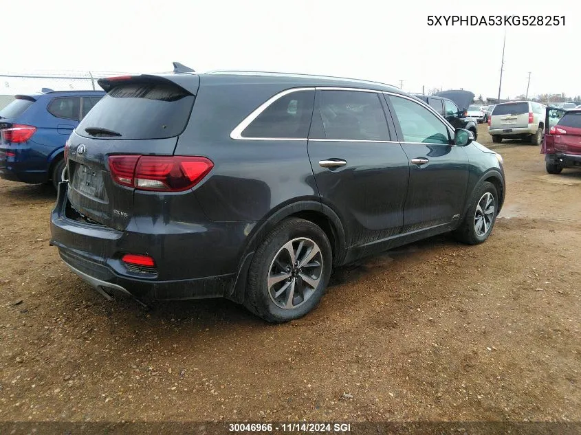 2019 Kia Sorento Ex/Ex Sport VIN: 5XYPHDA53KG528251 Lot: 30046966