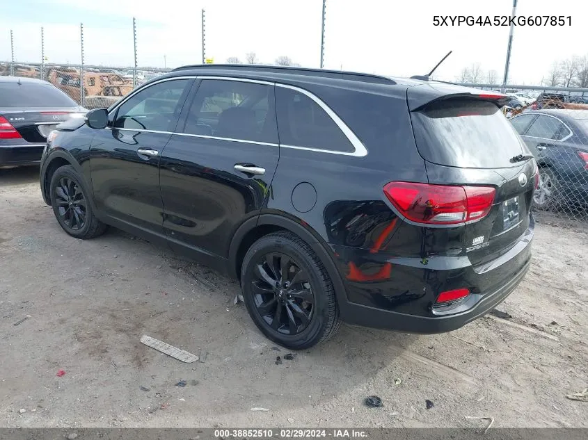 2019 Kia Sorento 3.3L S VIN: 5XYPG4A52KG607851 Lot: 38852510