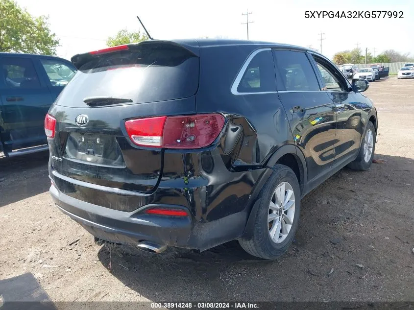 5XYPG4A32KG577992 2019 Kia Sorento 2.4L L