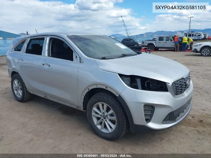 5XYPG4A32KG581105 2019 Kia Sorento 2.4L L