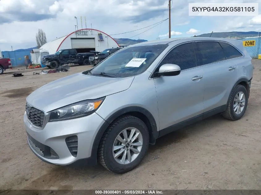 5XYPG4A32KG581105 2019 Kia Sorento 2.4L L