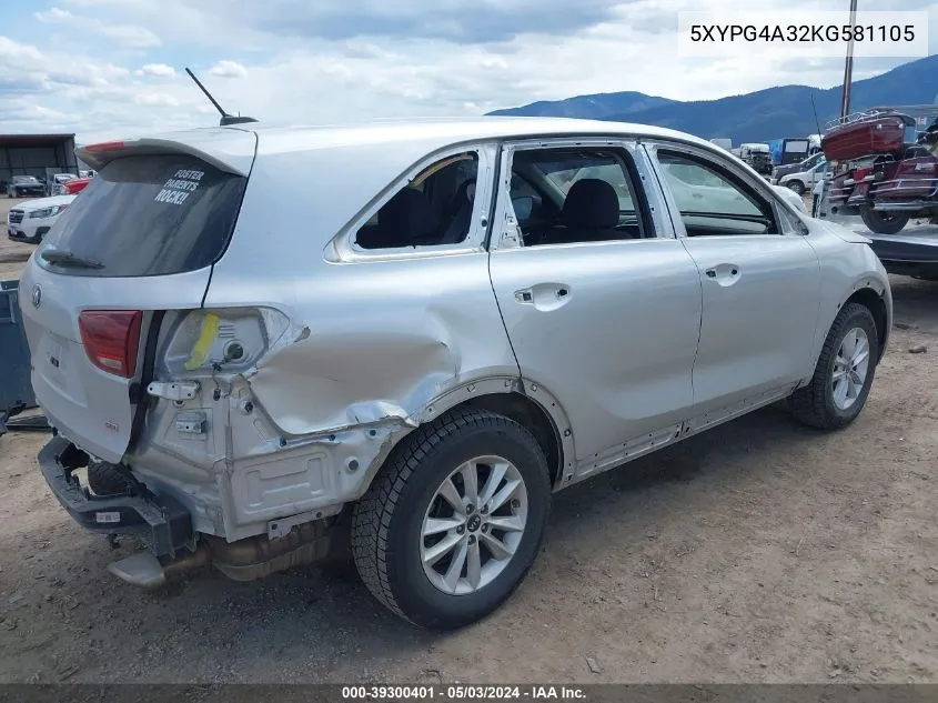 5XYPG4A32KG581105 2019 Kia Sorento 2.4L L