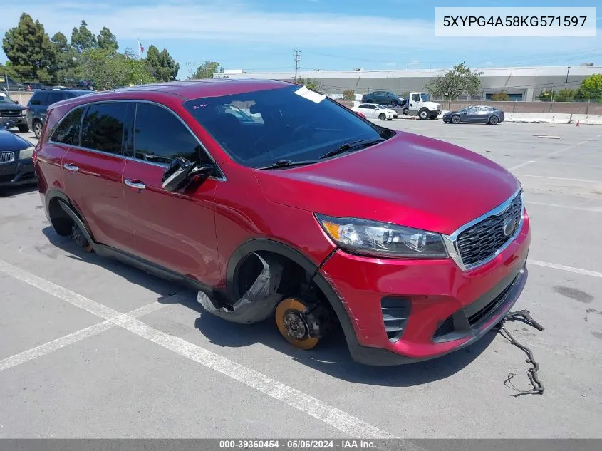 2019 Kia Sorento 3.3L Lx VIN: 5XYPG4A58KG571597 Lot: 39360454