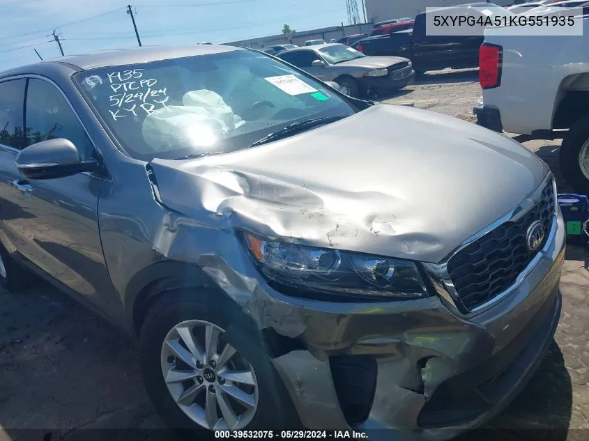 2019 Kia Sorento 3.3L Lx VIN: 5XYPG4A51KG551935 Lot: 39532075