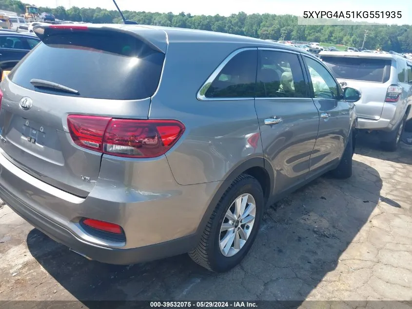 5XYPG4A51KG551935 2019 Kia Sorento 3.3L Lx