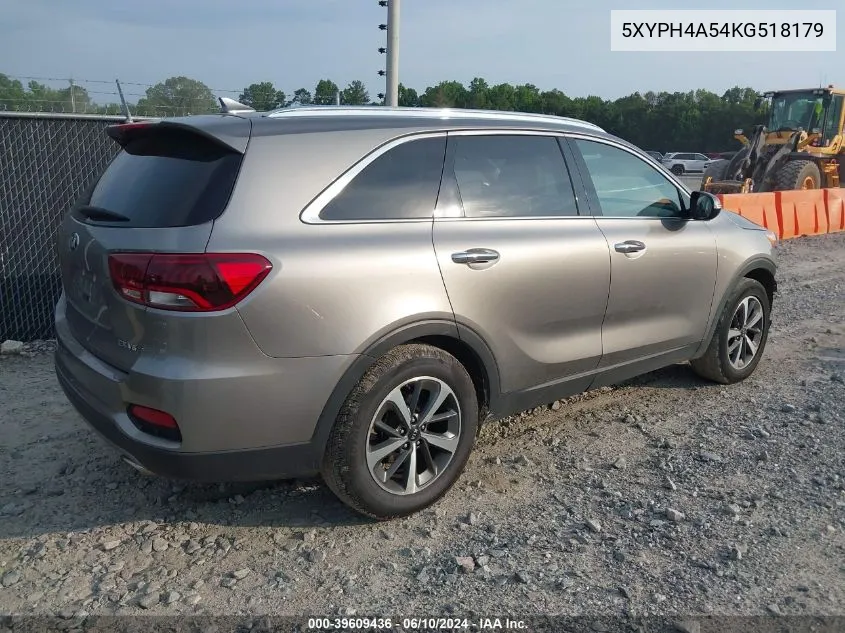 2019 Kia Sorento 3.3L Ex VIN: 5XYPH4A54KG518179 Lot: 39609436