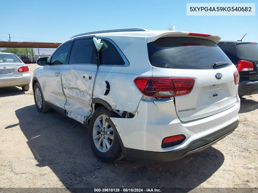 2019 Kia Sorento 3.3L Lx VIN: 5XYPG4A59KG540682 Lot: 39618128