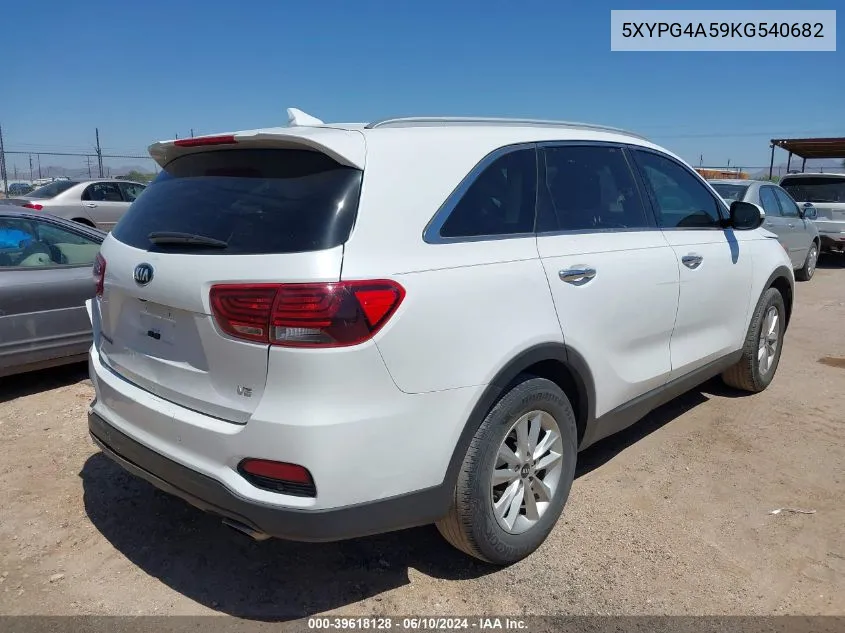 2019 Kia Sorento 3.3L Lx VIN: 5XYPG4A59KG540682 Lot: 39618128